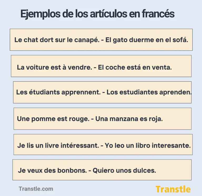 ejemplos y oraciones de los articulos en frances un une des le la les