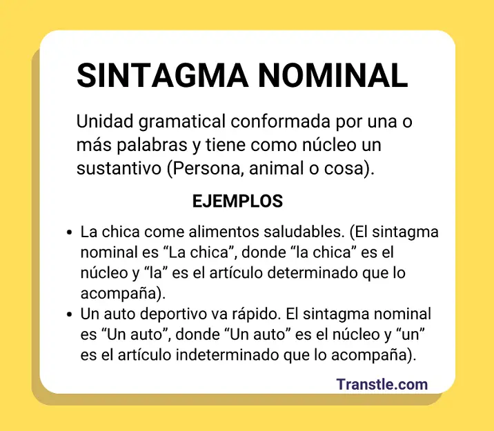 Sintagma nominal que es y ejemplos