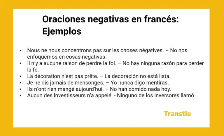 Oraciones negativas en frances ejemplos