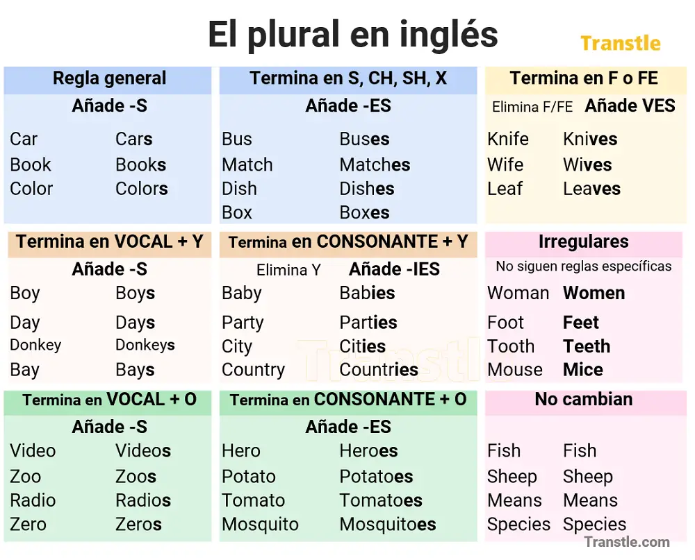 El plural en inglés, reglas del plural en ingles y ejemplos